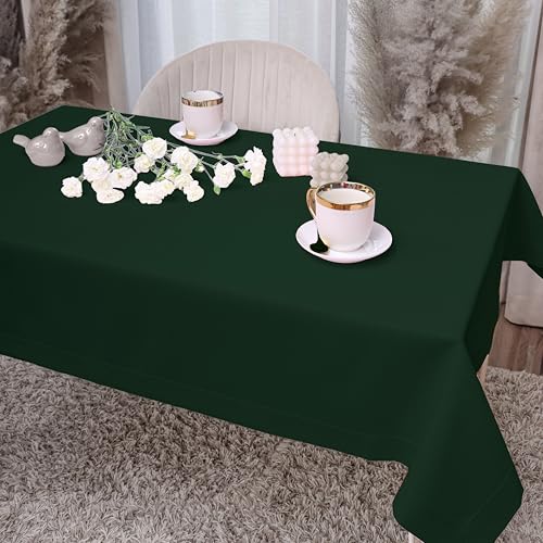DECOOR Tischdecke abwaschbar 260x140 cm eckige Tischwäsche aus Stoff in Leinenoptik schmutzabweisende Tafeldecke wasserabweisend Matte 220 g/m² Tischtuch mit dekorativer 5 cm Bordüre Dunkelgrün DECOOR Tischdecke abwaschbar 260x140 cm eckige Tischwäsche aus Stoff in Leinenoptik schmutzabweisende Tafeldecke wasserabweisend Matte 220 g/m² Tischtuch mit dekorativer 5 cm Bordüre Dunkelgrün von DECOOR