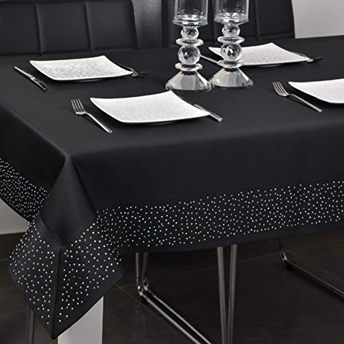 DECOOR - schmutzabweisende Tischdecke, fertig mit 10 cm Leiste, verziert mit geklebten Steinen, Stoff 190 g/m², 100% Polyester, hergestellt in EU. DECOOR - schmutzabweisende Tischdecke, fertig mit 10 cm Leiste, verziert mit geklebten Steinen, Stoff 190 g/m², 100% Polyester, hergestellt in EU. von DECOOR