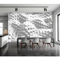 3D Tapete Wabenmuster Wandbespannung Auf Vliesbasis Weiß Multilevel Print Extra Großes Wand Kunst Geschenk Poster von DECORANCEwallpaper