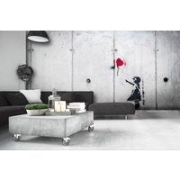 Tapete Banksy Stil Zeichnung Auf Beton Wand Mädchen Mit Roter Kugel Wandeinband Vlies Basis Druck Extra Große Kunst Geschenk Poster von DECORANCEwallpaper