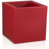 Decoras - Pflanzkübel cubo 50 Kunststoff Blumenkübel, 50x50x50 cm (l/b/h), Farbe: rot matt - rot von DECORAS