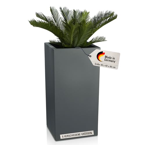 DECORAS Pflanztrog/Blumentrog (Basaltgrau-Matt) - Großer, robuster Kunststoff-Blumenkübel für Garten & Terrasse - Winterfester Pflanztopf - UV-beständig (Länge: 40 cm/Breite: 40 cm/Höhe: 80 cm) von DECORAS