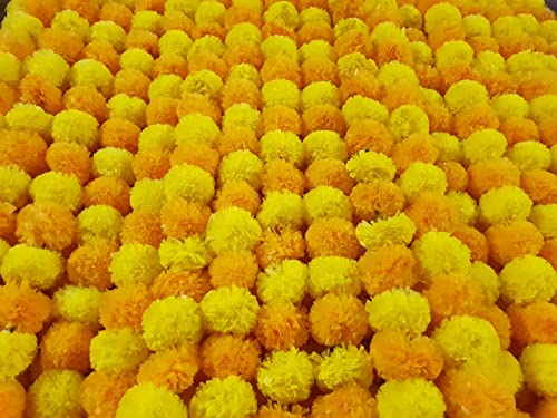 DECORATION CRAFT 5 Stück künstliche gelbe & orange Ringelblumen-Girlanden 152 cm lang für Partys, indische Hochzeiten, indische Themendekorationen, Heimdekoration, Diwali, indisches Festival von DECORATION CRAFT