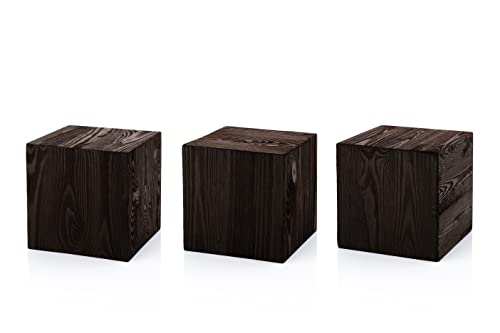 DECOKTIVO Holzständer Set, Holzblock, Baumstamm Deko, Bodenwindlicht Säule, Blumensäule Holz, Dekosäule, Stabil und Langlebig, Schwarz, 20x20x20 cm, 3 Stück DECOKTIVO Holzständer Set, Holzblock, Baumstamm Deko, Bodenwindlicht Säule, Blumensäule Holz, Dekosäule, Stabil und Langlebig, Schwarz, 20x20x20 cm, 3 Stück von DECORATIVO