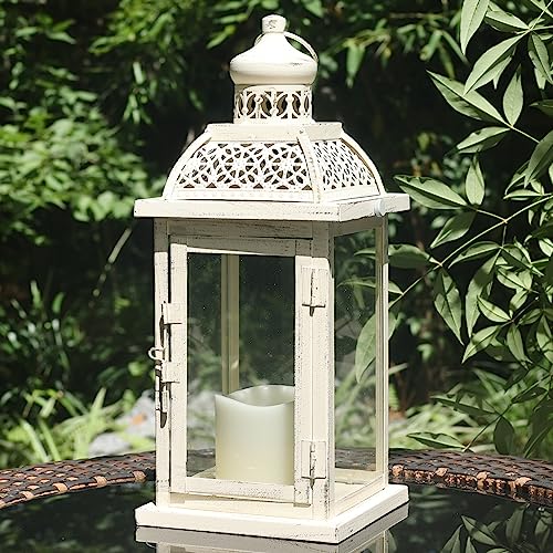 DECORKEY Dekorative Laterne für drinnen und draußen, 36 cm, große Kerzenlaternen mit klarem Glas, Vintage-Kerzenhalter aus Metall, zum Aufhängen, Bauernhaus-Regal, Hochzeit, Veranda, Terrasse, DECORKEY Dekorative Laterne für drinnen und draußen, 36 cm, große Kerzenlaternen mit klarem Glas, Vintage-Kerzenhalter aus Metall, zum Aufhängen, Bauernhaus-Regal, Hochzeit, Veranda, Terrasse, von DECORKEY