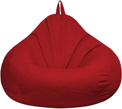 DECORN Gefüllter Sitzsack-Aufbewahrungsbezug (ohne Füllstoff) für Kinder und Erwachsene – Stopfbarer Sitzsack aus Baumwollleinen Zum Organisieren von Plüschtieren aus Memory-Schaum,Red-X-Large von DECORN