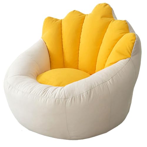 DECORN Lazy Sofas Bezug für Sitzsack-Stuhl mit Fußhocker, Weicher Sitzsack-Stuhl (ohne Füllung) Stofftier-Aufbewahrungs-Sitzsackbezug für Liegestühle,Beige+Yellow-70x80cm von DECORN