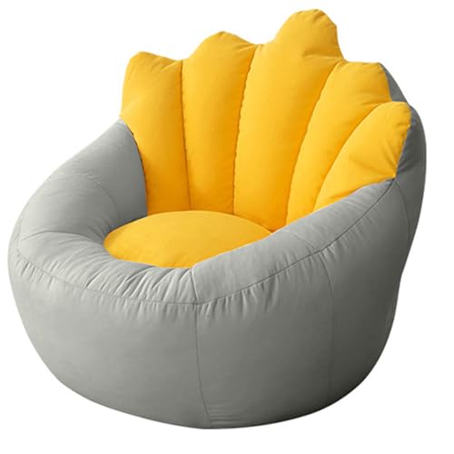 DECORN Lazy Sofas Bezug für Sitzsack-Stuhl mit Fußhocker, Weicher Sitzsack-Stuhl (ohne Füllung) Stofftier-Aufbewahrungs-Sitzsackbezug für Liegestühle,Grey+Yellow-60x70cm von DECORN