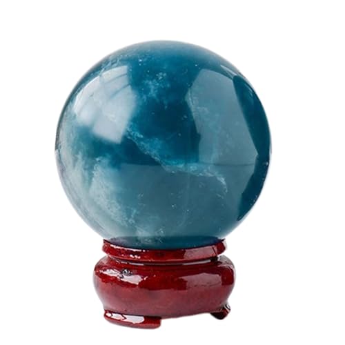 DECORN Natürliche Blaue Fluorit heilende Quarz-Kristallkugel-Skulptur Figur Edelstein Ball mit Ständer Feng Shui Chakra Home und Büro Dekoration,4~5cm von DECORN