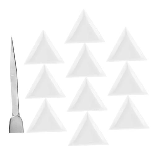 DECORNIJIA 1 Satz Pinzette Set mit Schaufel und Kunststoff Dreiecksortierschalen für Perlen und Strasssteine Teiliges Schmuckherstellungs und Bastelset Sortierplatten und Pinzette von DECORNIJIA