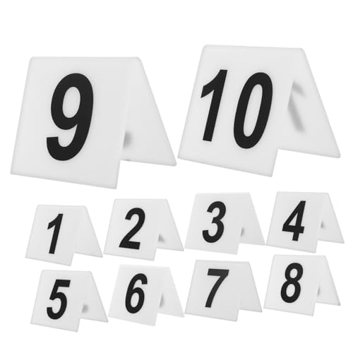DECORNIJIA 10 Stück Förmige Acryl Tischnummern Doppelseitig Wiederverwendbar Multifunktionale Beweismarker für Restaurant Bankett Hochzeit Party Veranstaltungsdeko von DECORNIJIA