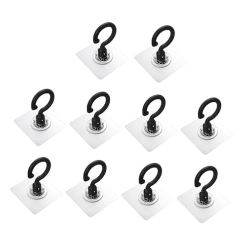 DECORNIJIA 10 Stück Starke Selbstklebende Drehbare Deckenhaken Multifunktionale Wandhaken für Küche Bad und Flur ohne Bohren Schwarze Aufhängehaken für Schlüssel Handtücher Taschen von DECORNIJIA