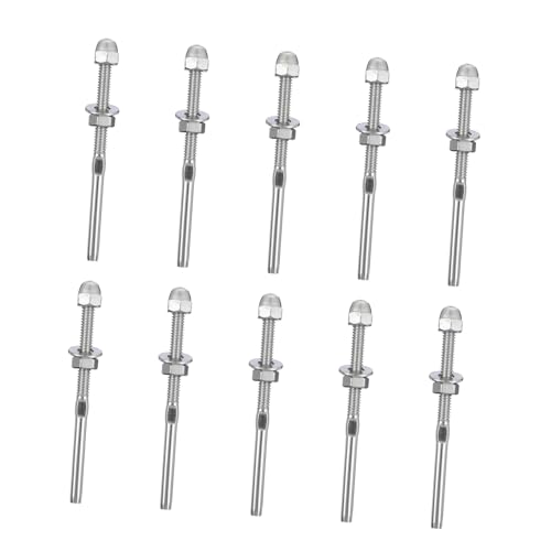 DECORNIJIA 10 Stück Teiliges Edelstahl Swage Endkappen und Spannmuttern für Geländer Leichte Einfach zu Installierende Kabelspannverschlüsse Geeignet für Treppen und Deckgeländer Innen und von DECORNIJIA