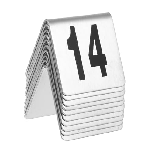 DECORNIJIA 10 Stück Teiliges Edelstahl Tischnummern für Restaurant Tischaufsteller Robuste Sichtbare Rote Zahlen Praktische Tischnummern für Einfache Gästeplatzierung von DECORNIJIA