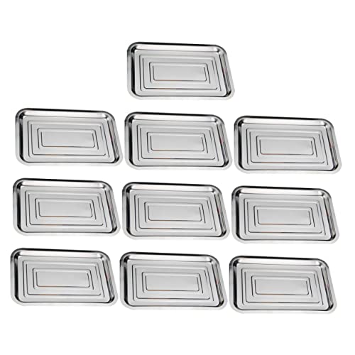 DECORNIJIA 10 Stück Teiliges Edelstahl serviertablett Rechteckig BBQ grillschale Vielseitig für Party Picknick Camping Praktisches Tiefes Tablett für Speisen Snacks und Desserts von DECORNIJIA
