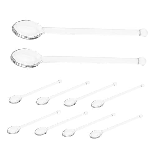 DECORNIJIA 10stücke Glaslöffel Zum Umrühren Für Tee Und Kaffee Transparente Rührlöffel Aus Hitzebeständigem Glas Vielseitige Klarlöffel Für Heiße Und Kalte Getränke von DECORNIJIA