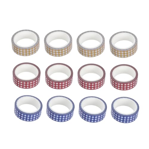 DECORNIJIA 12 Rollen Teiliges Vintage Grid Washi Tape Papier Klebebänder mit Retro Gittermuster Einfach Zuschneidbar Dekorativ für DIY Handarbeit Tagebücher Scrapbooking Geschenkverpackung DECORNIJIA 12 Rollen Teiliges Vintage Grid Washi Tape Papier Klebebänder mit Retro Gittermuster Einfach Zuschneidbar Dekorativ für DIY Handarbeit Tagebücher Scrapbooking Geschenkverpackung von DECORNIJIA