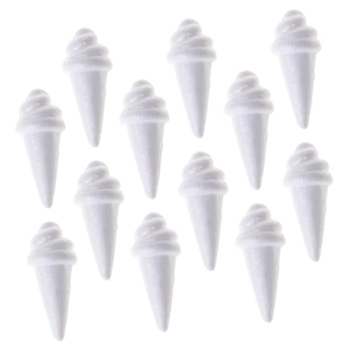DECORNIJIA 12 Stück Teiliges Eiscreme Modell aus Weißem Schaumstoff Leichtes DIY Bastelset für Erwachsene Bemalbare Eisform Deko für Kreative Wohn und Tischgestaltung von DECORNIJIA