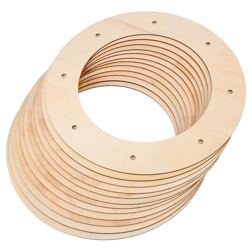 DECORNIJIA 12 Stück Teiliges Holzkranz Rahmen mit Außendurchmesser Haltbare DIY Holzringe für Blumenkränze Vielseitige Bastelringe mit Kleinen Löchern Glatte Oberfläche für Einfache DECORNIJIA 12 Stück Teiliges Holzkranz Rahmen mit Außendurchmesser Haltbare DIY Holzringe für Blumenkränze Vielseitige Bastelringe mit Kleinen Löchern Glatte Oberfläche für Einfache von DECORNIJIA