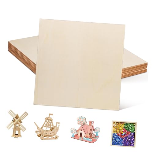 DECORNIJIA 12 Stück Teiliges Quadratische Sperrholzplatten aus Mehrschichtigem Holz mit Glatten Kanten Naturbelassene Bastelholzplatten zum Gravieren Brennen und DIY Handwerk DECORNIJIA 12 Stück Teiliges Quadratische Sperrholzplatten aus Mehrschichtigem Holz mit Glatten Kanten Naturbelassene Bastelholzplatten zum Gravieren Brennen und DIY Handwerk von DECORNIJIA
