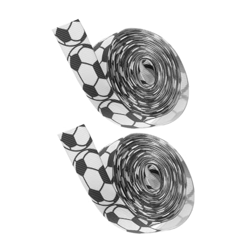 DECORNIJIA 2 Rollen Fußball Dekoratives Geschenkband Breit Lang Geripptes Geschenkverpackungsband für Blumen Bastelarbeiten DIY Partydeko von DECORNIJIA