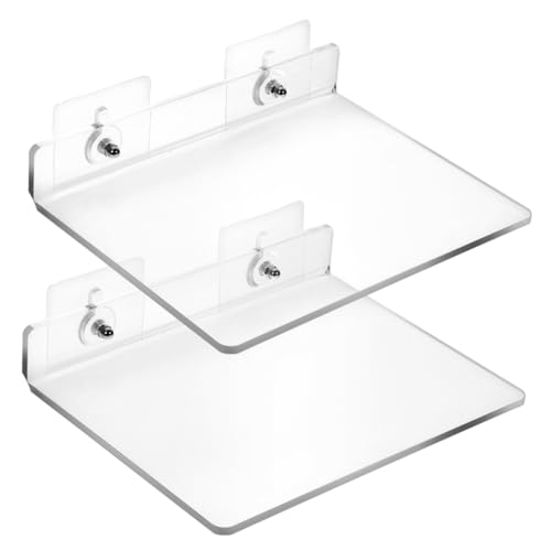 DECORNIJIA 2 Stück Acryl Floating Shelf Wandregal ohne Bohren Wandorganizer Bad Küche Wohnbereich Multifunktional Platzsparend Klar Robust Leicht zu Reinigen von DECORNIJIA