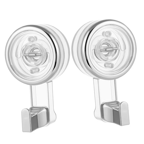 DECORNIJIA 2 Stück Drehbare Saugnapf Haken ohne Bohren Extra Starke Handtuchhalter für Badezimmer Küche Transparente Saugnäpfe Einfach Abnehmbar Schadenfreie Wandmontage Glas Fliesen von DECORNIJIA