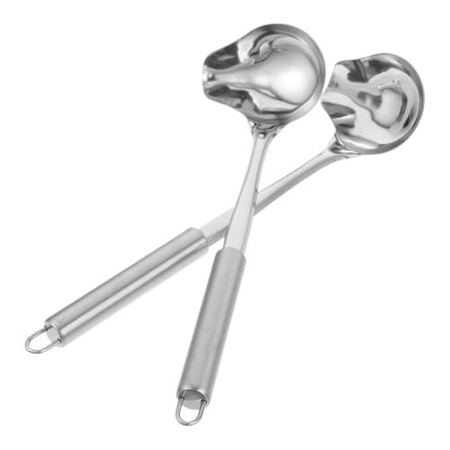 DECORNIJIA 2 Stück Edelstahl Entenschnabel Soßenlöffel mit Langem Griff Ergonomisch Tropfsicher Vielseitig als Suppenkelle und Saucenschöpfer Spülmaschinengeeignet Praktisches Aufhängehole von DECORNIJIA