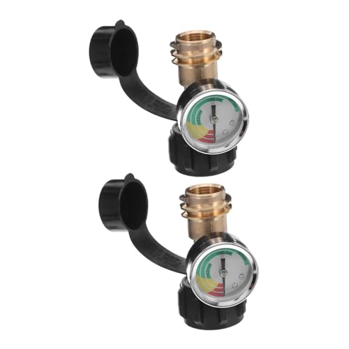 DECORNIJIA 2 Stück Gasflaschenadapter aus Messing mit Integriertem Manometer Drucküberwachung Auslaufsicher Geeignet für Camping Grill Wohnmobil und Propangasflaschen von DECORNIJIA
