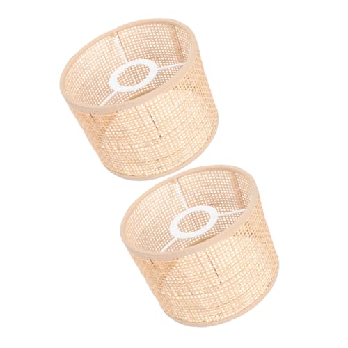 DECORNIJIA 2 Stück Geflochtener Rattan Lampenschirm für Hängelampen Rustikaler Lampenschirm für Deckenlampen und Pendelleuchten Einfache Installation und Pflege Weiches Licht für von DECORNIJIA