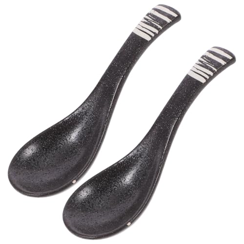 DECORNIJIA 2 Stück Keramik Suppenlöffel Retro Design Asiatische Ramen Löffel Porzellan Küchenlöffel für Suppe und Dekoration Sicherer und Vielseitiger Esslöffel mit Praktischem Format von DECORNIJIA