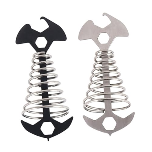 DECORNIJIA 2 Stück Outdoor Camping Zelt heringe Fish Bone Edelstahl Robuste Bodenanker für Harte Böden Windfeste Zeltnägel Langlebige Heringe für Zelt und Pavillon Leicht Tragbar von DECORNIJIA
