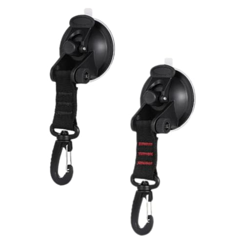 DECORNIJIA 2 Stück Saug Haken mit Robustem Nylonband Drehbare Saugnapf Halterung für Auto Camping Outdoor Zelt Stark Tragfähig Vielseitig Einsetzbar Einfach zu Montieren Rot Schwarz von DECORNIJIA