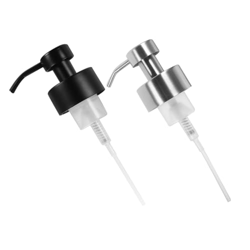 DECORNIJIA 2 Stück Seifenspender Pumpkopf Ersatz aus Präzise Dosierung Kompatibel mit Handseife Shampoo Lotion Einfacher Pressmechanismus Passend für Standardflaschen Schwarz und Silber von DECORNIJIA