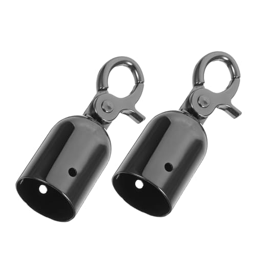 DECORNIJIA 2 Stück Seilendkappen mit Haken Stopper für Seilenden Schutz und Sichere Befestigung Robustes Metall Glänzend Schwarz für Absperrpfosten und Veranstaltungsmanagement von DECORNIJIA