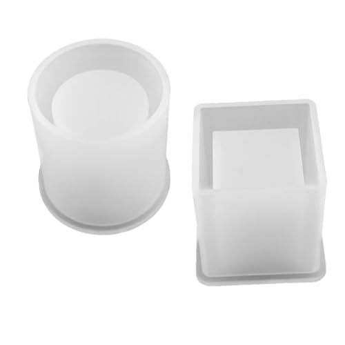 DECORNIJIA 2 Stück Teiliges DIY Silikon Gießform für Stifthalter Quadratischer und Zylindrischer Resinwürfel Flexible Wiederverwendbare Silikonform für Blumentöpfe und Dekorationen von DECORNIJIA