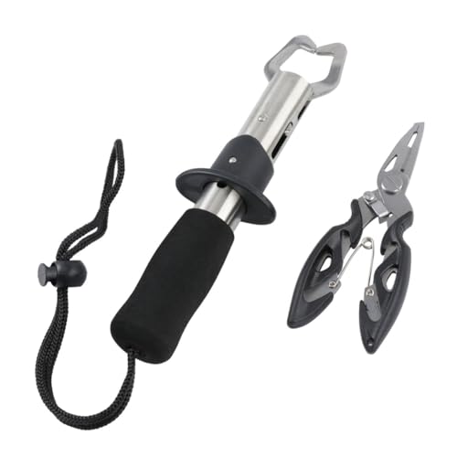 DECORNIJIA 2 Stück Teiliges Edelstahl Fischgreifer Lure zangen Ergonomischem Anti rutsch griff Multifunktional zum Hakenentfernen Drahtschneiden und Fischgreifen für See Süßwasserangeln von DECORNIJIA