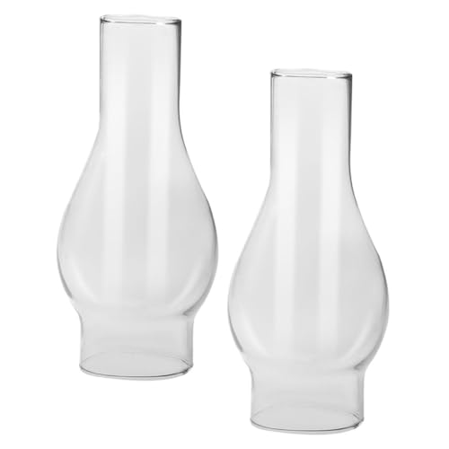 DECORNIJIA 2 Stück Teiliges Glaslampenschirm Ersatz für Petroleumlampe Transparenter Lampenzylinder für Öllampe Hitzebeständig Vintage Design Passend für Kleine Kerosinlampen Einfach zu von DECORNIJIA