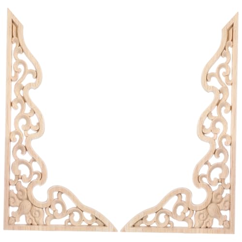 DECORNIJIA 2 Stück Teiliges Holzornamente Holzschnitzerei Applikationen Unbemalt Klassische Muster Wand Möbelverzierung Vintage Stil für Schränke Türen Fenster von DECORNIJIA