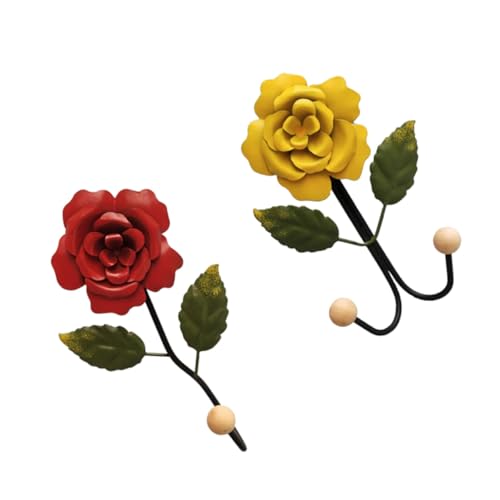 DECORNIJIA 2 Stück Teiliges Wandhaken Rosen Design aus Premium Kompakte Wandgarderobe zum Ordentlichen Aufhängen von Schlüsseln Mänteln Handtüchern im Bad Flur Küche Einfache Montage von DECORNIJIA