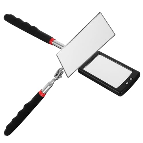 DECORNIJIA 2 Stück Teleskop Inspektionsspiegel mit Licht Teiliges Ausziehbar Quadratischer und Rechteckiger Flexibler Spiegel für Fahrzeugbodeninspektion Mechanikerfreundlich Tragbar von DECORNIJIA