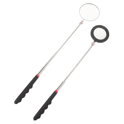 DECORNIJIA 2 Stück Teleskopischer Auto Inspektionsspiegel mit LED Beleuchtung Flexibler Ausziehbarer Runder Spiegel zur Fahrzeugbodenprüfung Verstellbar für Werkstatt und Heimgebrauch von DECORNIJIA