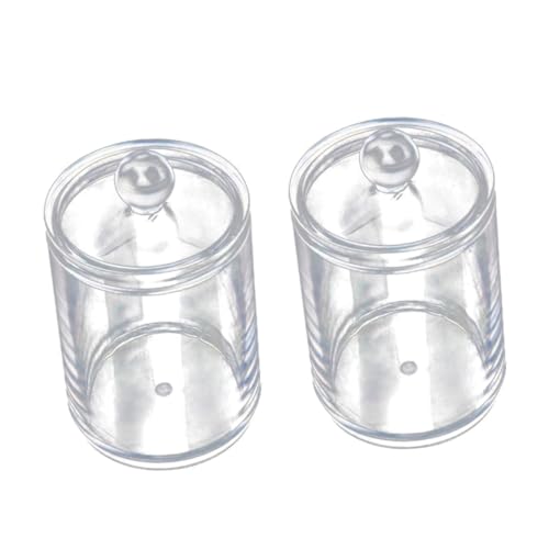 DECORNIJIA 2 Stück Transparenter Baumwollpad Wattestäbchenhalter aus Bruchsicherem Kunststoff mit Deckel Makeup Organizer Dose für Wattepads und Wattebällchen Badezimmer Aufbewahrungsbox von DECORNIJIA