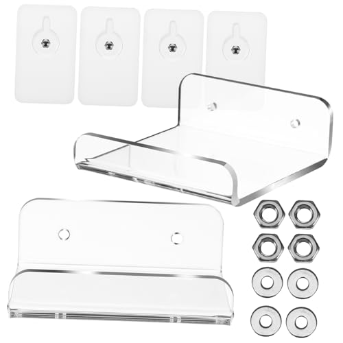 DECORNIJIA 2 Stück U Förmiges Wandregal Transparent Schwebendes Regal Ohne Bohren Für Bad Schlafzimmer Wohnzimmer Kompakte Wandmontage Organizer von DECORNIJIA