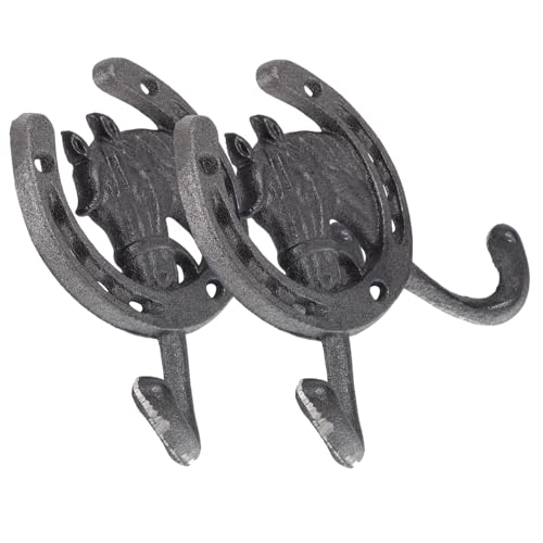 DECORNIJIA 2 Stück Vintage Gusseisen Wandhaken Pferdehufeisen Design Längerer Kleiderhaken Garderobenhaken für Schlafzimmer Küche Bad Rustikale Dekoration von DECORNIJIA