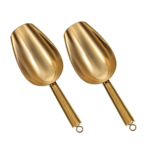 DECORNIJIA 2 Stücke Teiliges Eiswürfel Schaufel mit Flacher Basis Vielseitig für Eis Tee Getreide Langlebig Rostfrei Leicht zu Reinigen für Küche Bar Buffet und Hochzeit von DECORNIJIA