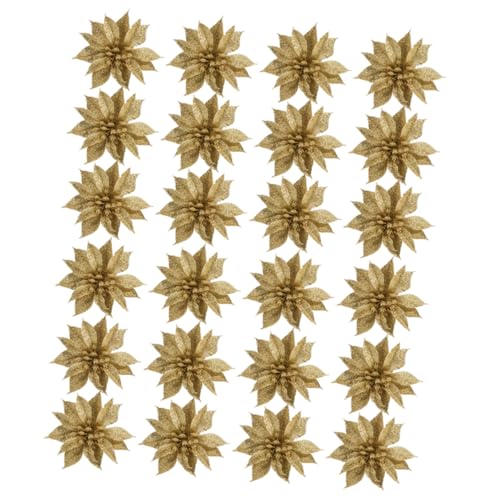 DECORNIJIA 24 Stück Teiliges Mini Weihnachtsblumen mit Goldenem Glitzer DIY Girlanden und Kranzdeko Künstliche Blumen für Weihnachtsbaum Fenster und Partydekoration DECORNIJIA 24 Stück Teiliges Mini Weihnachtsblumen mit Goldenem Glitzer DIY Girlanden und Kranzdeko Künstliche Blumen für Weihnachtsbaum Fenster und Partydekoration von DECORNIJIA