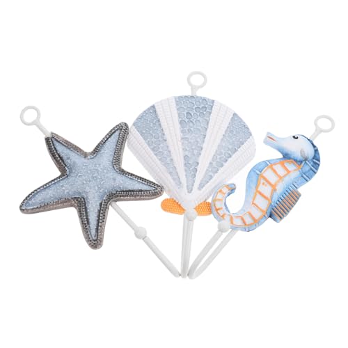 DECORNIJIA 3 Stück Mediterrane Wandhaken mit Maritimen Motiven Muscheln Seesterne aus Robustem Harz und Metall für Strand Badezimmer Wohnzimmer Schlafzimmer zur Handtuch und Mantelaufhängung von DECORNIJIA