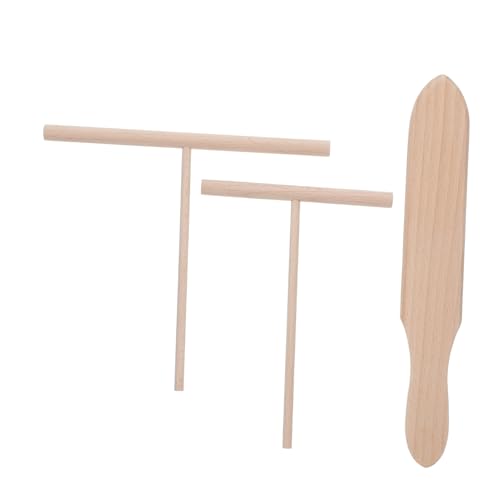 DECORNIJIA 3 Stück Teiliges Crêpe Spachtel aus Holz T Förmiger Crêpe Verteiler und Kleiner Pfannenwender Ergonomischer Griff Langlebig für Pfannkuchen und Zuhause von DECORNIJIA