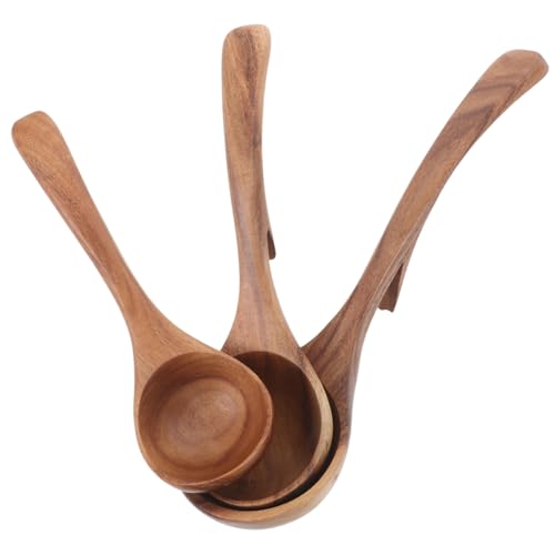 DECORNIJIA 3 Stück Teiliges Holzlöffel mit Haken Langer Griff Schonend für Antihaftgeschirr Vielseitig für Suppe Ramen Spaghetti Leichtes Kochutensil für Servieren und Rühren von DECORNIJIA
